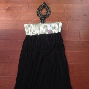 New Black Embroidered Gold Cleopatra Dress